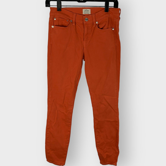 J.Crew Toothpick Jeans Orange Skinny Stretch Cotton Colorful Bright Size 26 - Picture 1 of 8